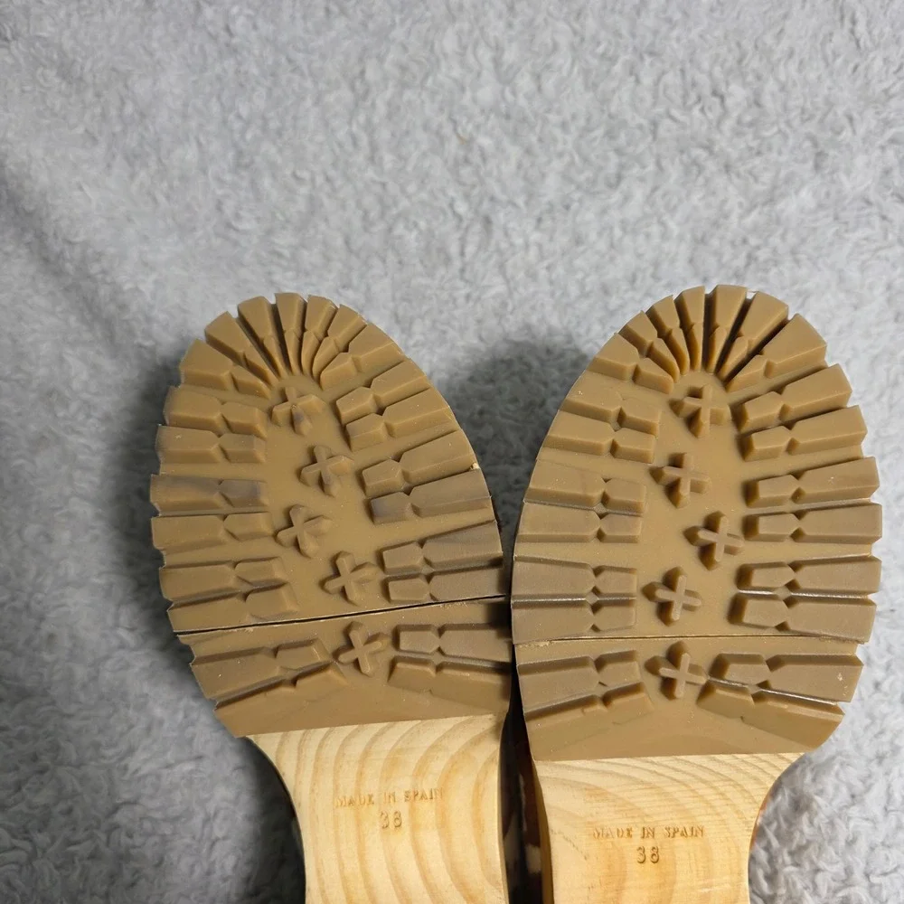 Free People Corbin Hair On Clog Cow Print Wooden Platform Mules‎ EU 38 US 7 NEW - Picture 9 of 9